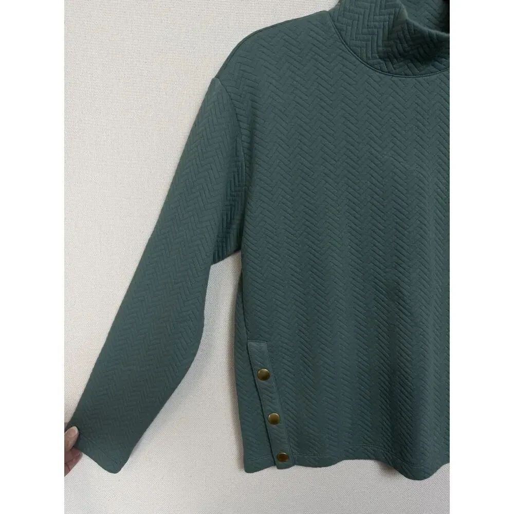J.Crew Factory Sweatshirt Women's Sage Green S Herringbone Pullover Sweater NWT‎